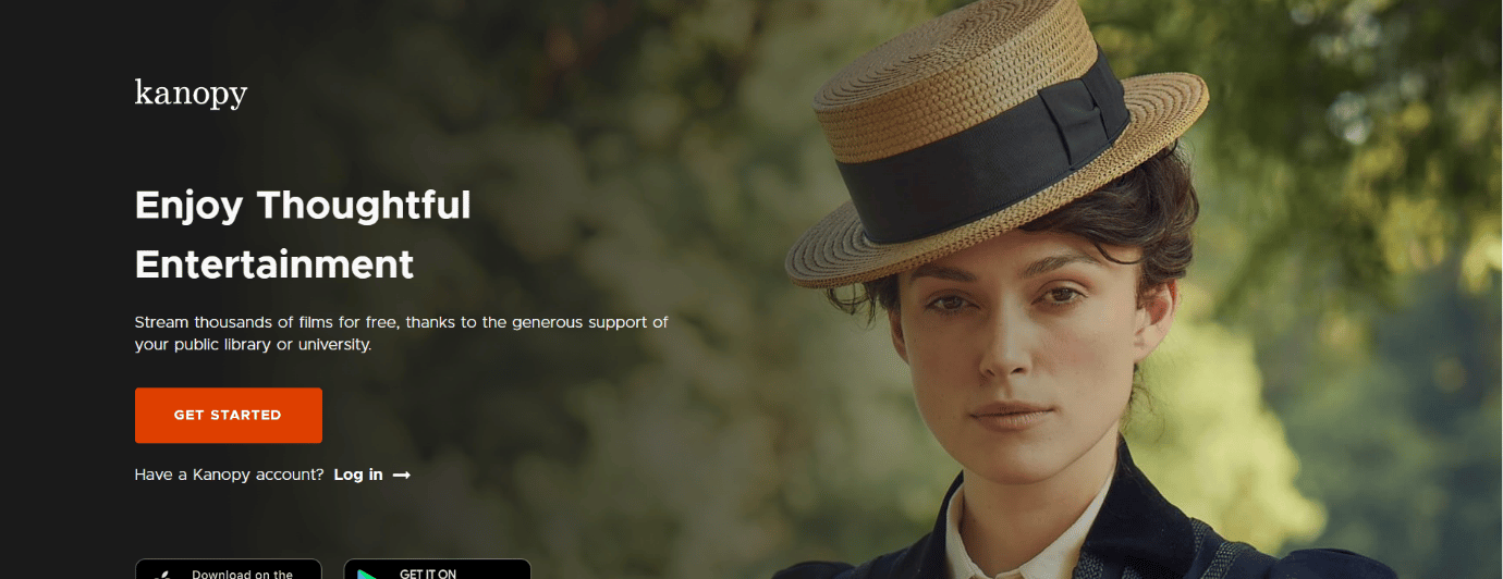 Página de inicio de Kanopy. Las 11 mejores alternativas de Showbox