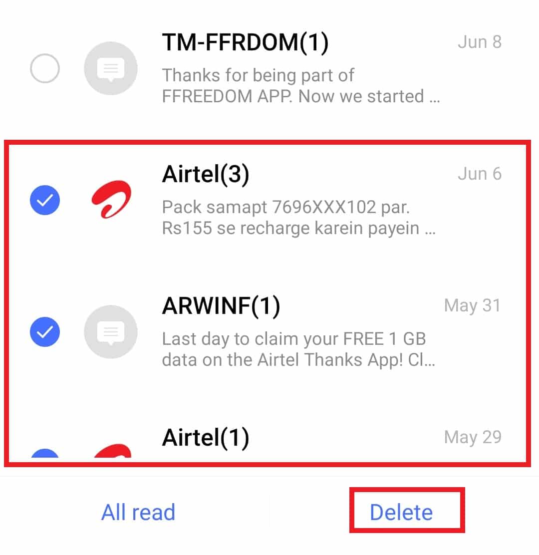 Tippen Sie auf Löschen. 8 Möglichkeiten, um Android-Textnachrichten zu reparieren, die beim Herunterladen hängen bleiben