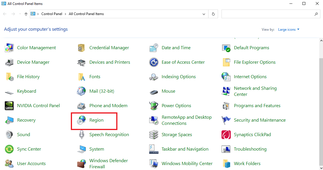 Seleccione región. Solucionar el error de actualización de Windows 10 0x80d02002