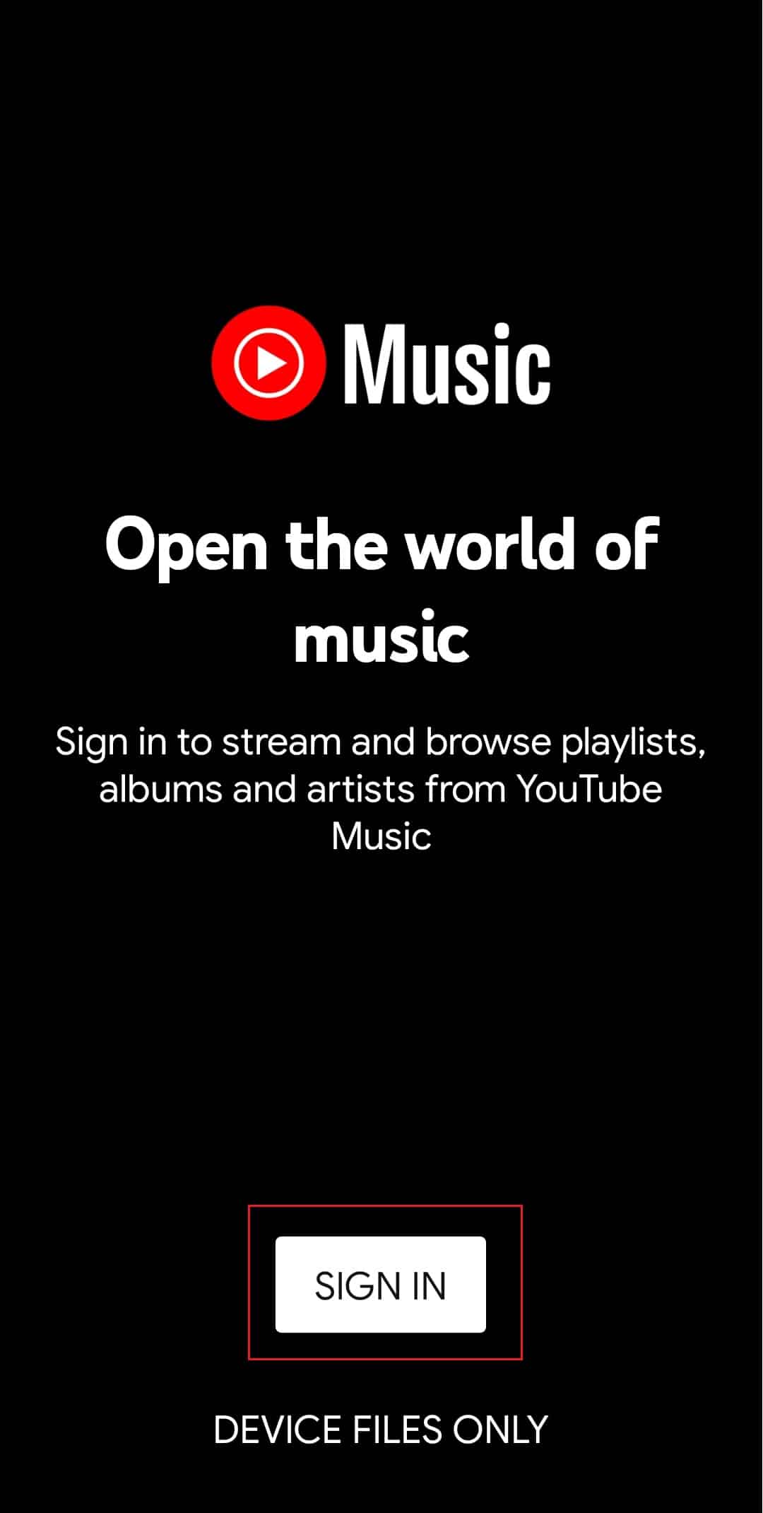 سجّل الدخول إلى تطبيق YouTube Music
