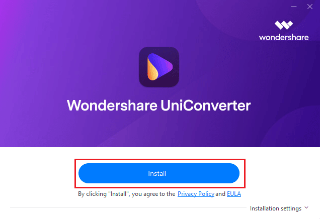 點擊安裝 Wondershare UniConverter