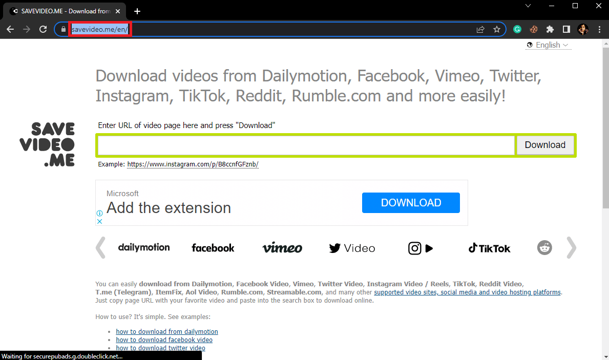 訪問 SaveVideo.me 主頁。最好的 Vimeo 到 MP4 轉換器工具