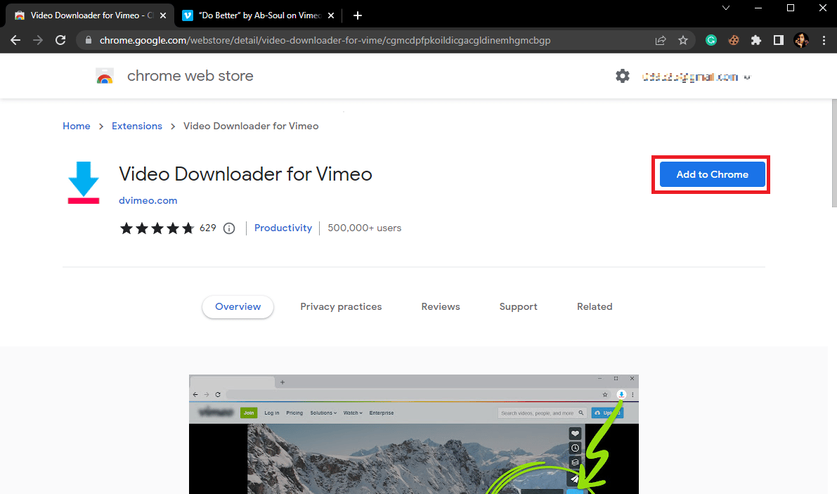 單擊添加到 chrome 按鈕。最好的 Vimeo 到 MP4 轉換器工具
