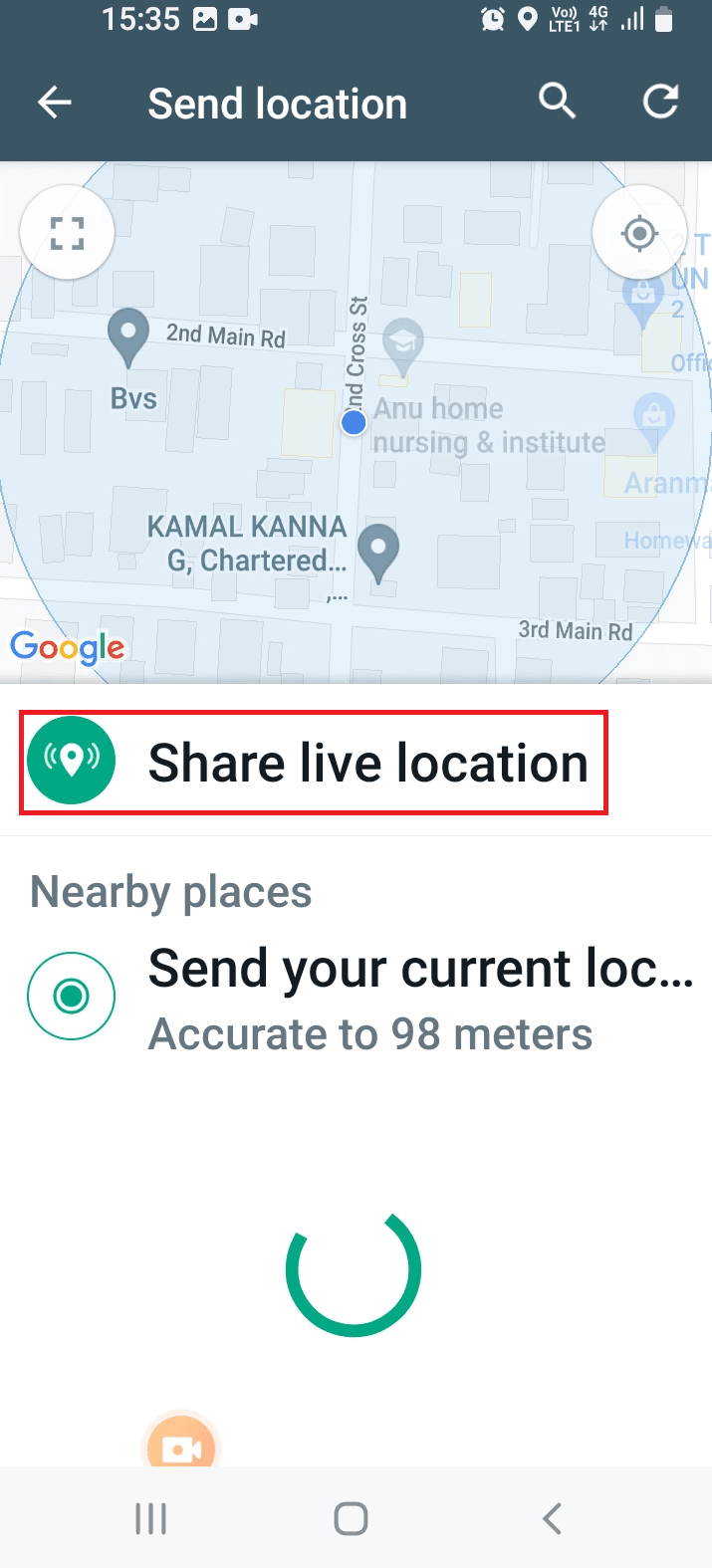Atingeți opțiunea Partajați locația live. Cum să urmăriți pe cineva pe Google Maps fără ca acesta să știe