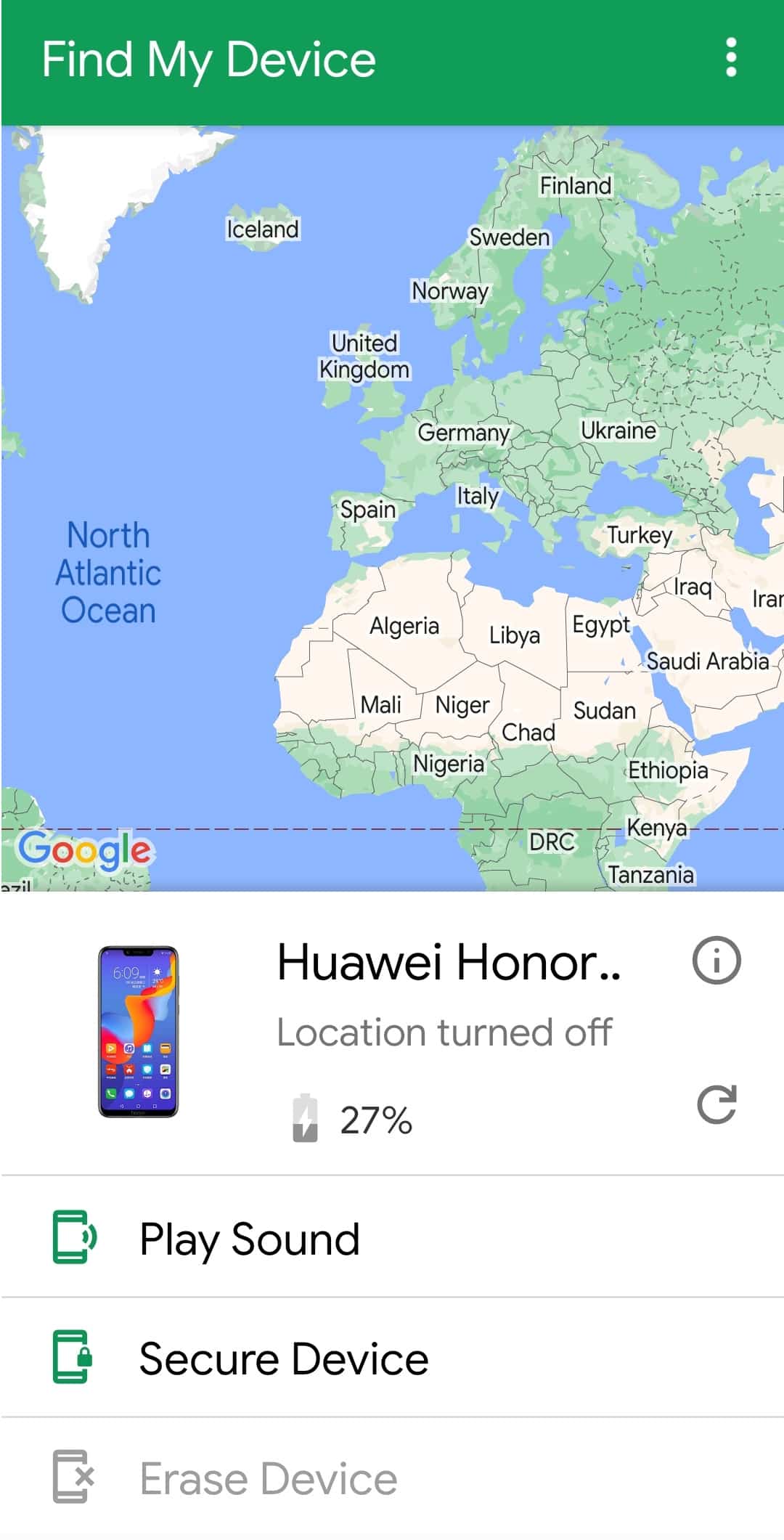 Aplicația Google Find My Device