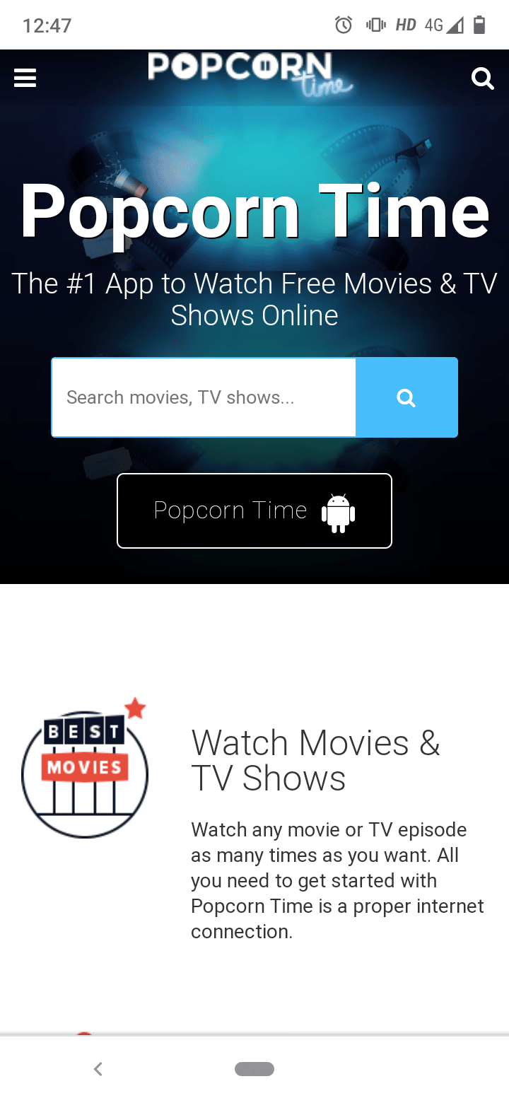 爆米花時間。 Android 的 11 種最佳 Showbox 替代品