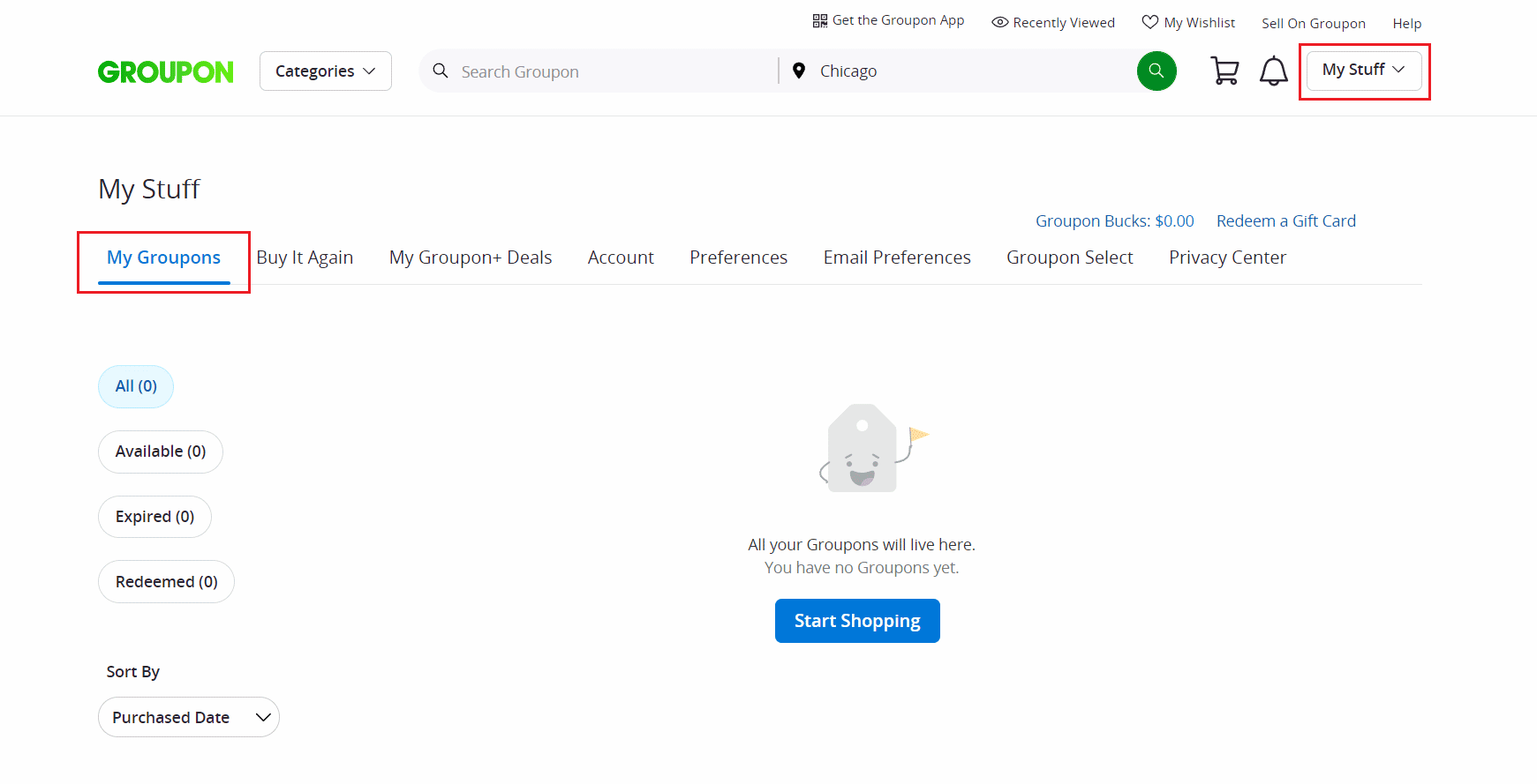 單擊我的東西 - 我的 Groupons