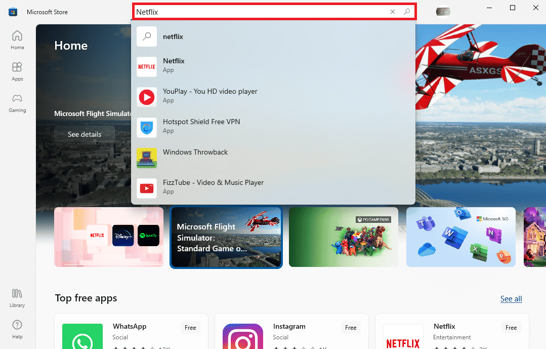 Na Microsoft Store, procure por Netflix