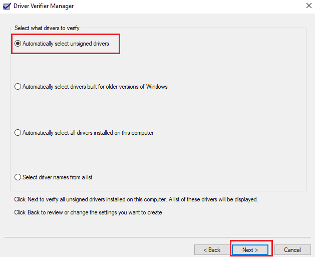 İmzasız sürücüleri otomatik olarak seçin. Windows 10 veya 11'de Sistem Hizmeti İstisnasını Düzeltin