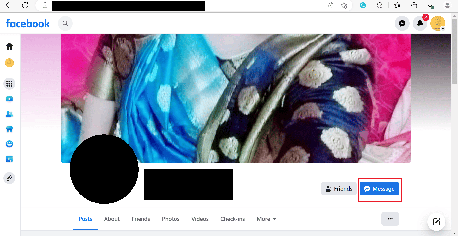 اضغط على خيار الرسالة. | كيفية التوصية بالأصدقاء على Facebook