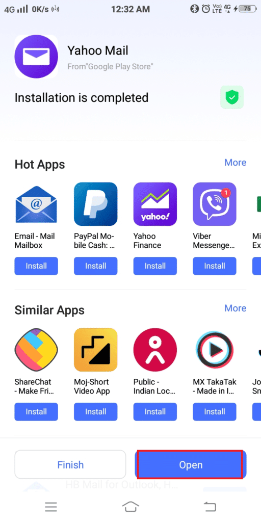 Avvia l'app Yahoo Mail
