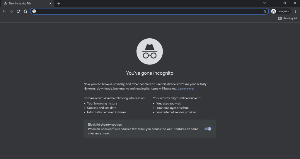Prova la modalità di navigazione in incognito