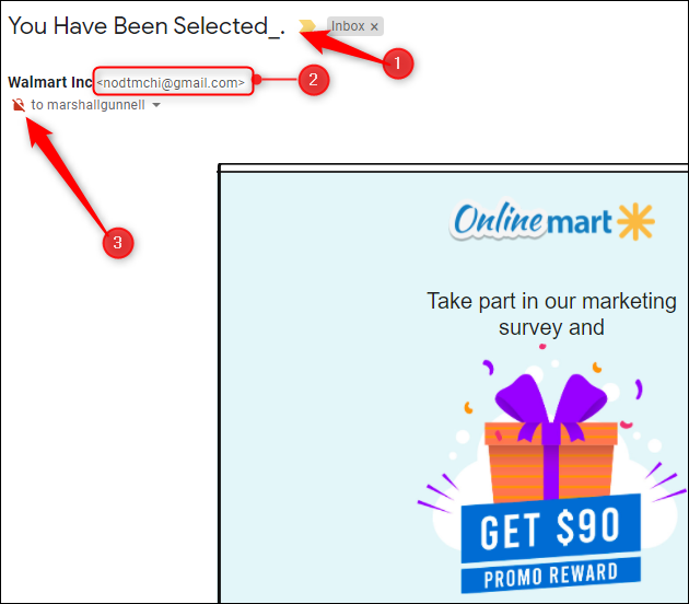 Tentativa de phishing do Walmart
