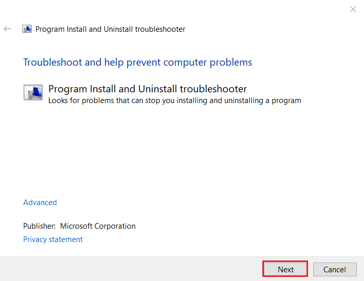 單擊下一個程序安裝和卸載疑難解答。修復 Please Wait Until Current Program is Finished Uninstalling 錯誤