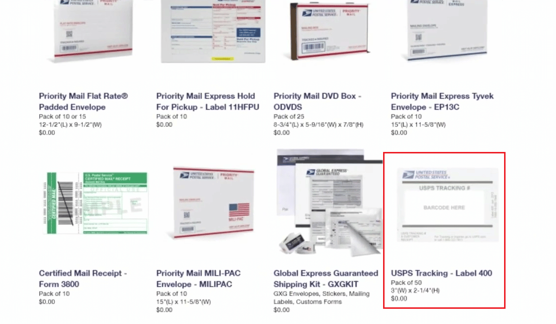 seleccione la etiqueta deseada | Cómo reactivar la cuenta de USPS.com