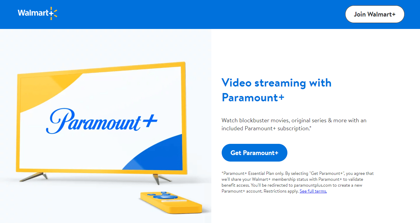 Walmart+ สตรีมมิ่งด้วย Paramount+