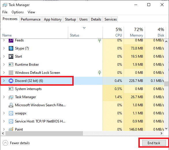 Discord의 작업 종료.Windows 10에서 작업을 종료하는 방법