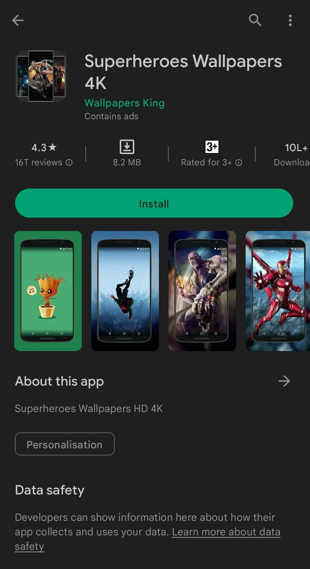 Superhelden-Hintergründe 4K Play Store | beste Disney-Wallpaper-Apps