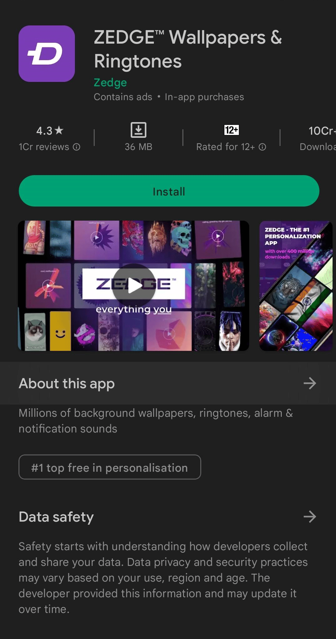 ZEDGE Play Store