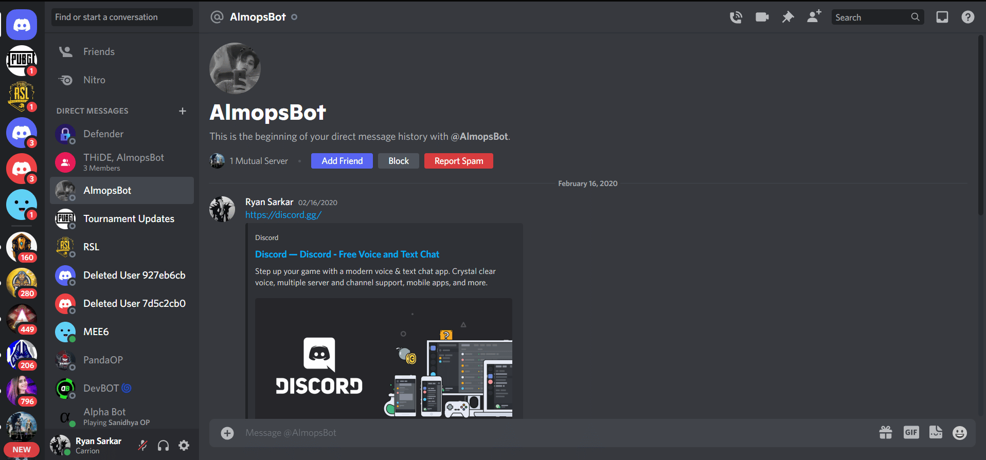Ein Benutzer auf Discord | So erscheinen Sie offline auf einem Server in Discord