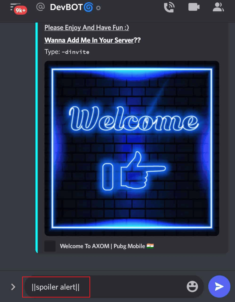 Geben Sie am Anfang und am Ende des zu sendenden Textes ein zweizeiliges Symbol ein | So erscheinen Sie offline auf einem Server in Discord