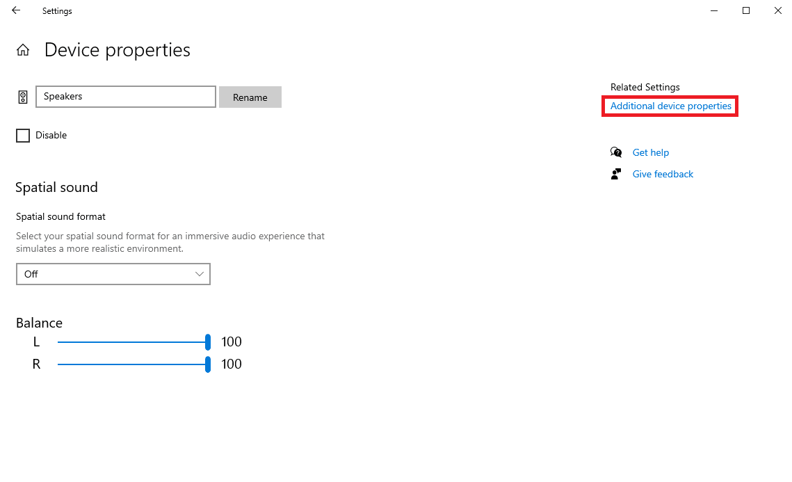 fare clic sull'opzione Proprietà avanzate del dispositivo