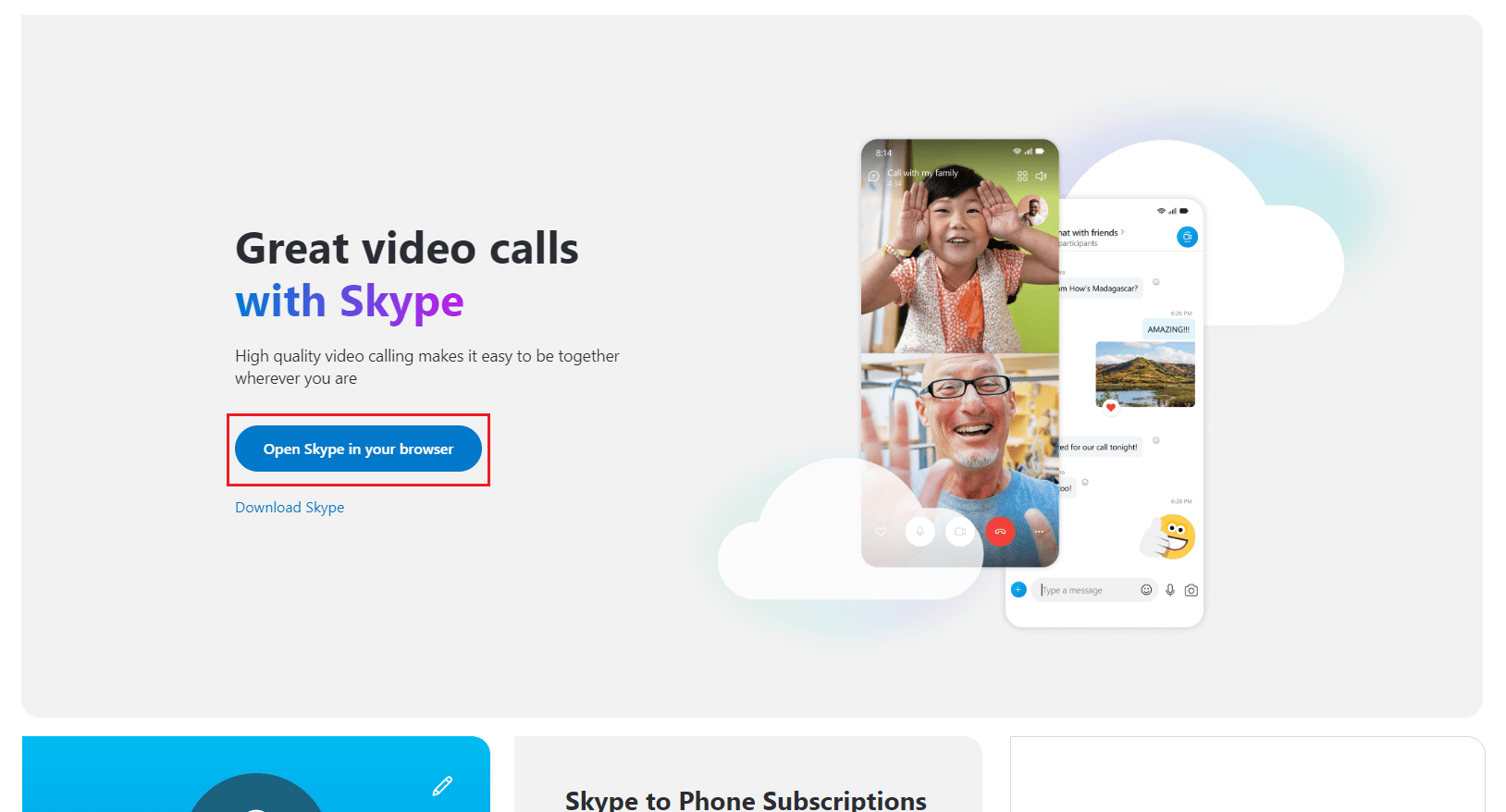 abre Skype en tu navegador
