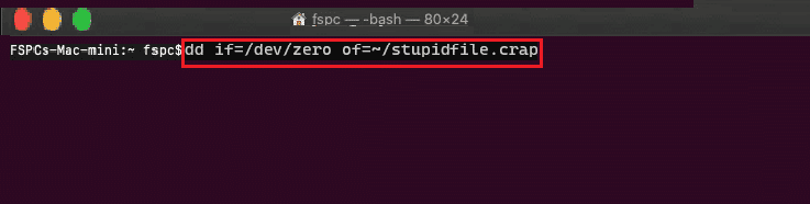 terminal mac do comando estúpidofile.crap. Corrigir o erro de espaço insuficiente do Assistente do Boot Camp