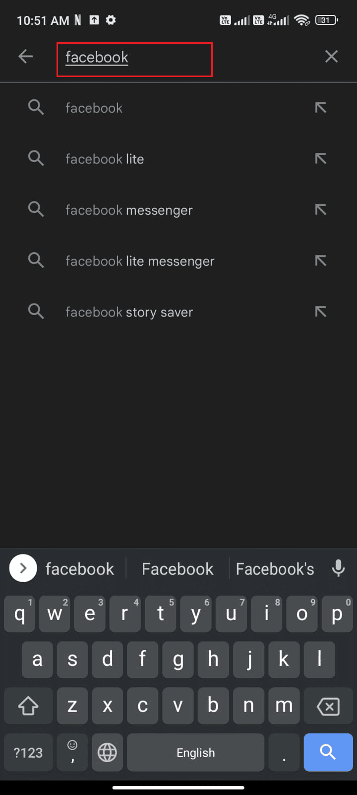 Play ストアに移動し、Facebook を検索します。