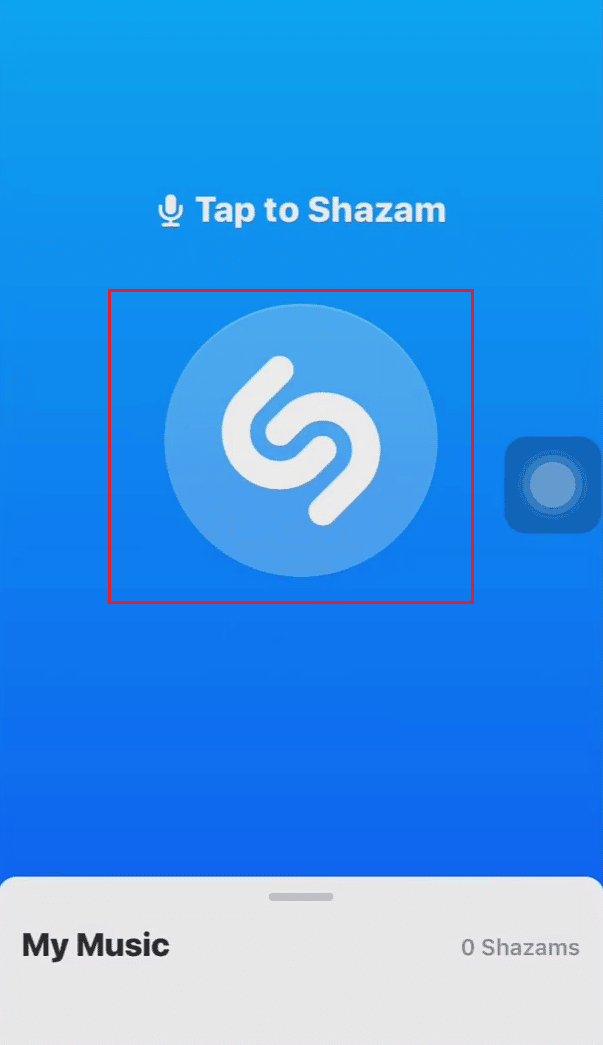 اضغط مع الاستمرار على أيقونة Shazam من منتصف الشاشة لتنشيط Auto Shazam