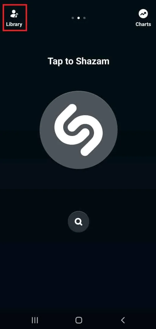 スマートフォンで Shazam アプリを開き、ライブラリに移動します。