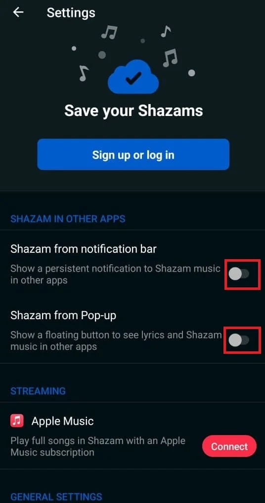 قم بالتبديل لكل من شريط التنبيهات والأذونات المنبثقة | كيفية استخدام أغنية Shazam على Instagram