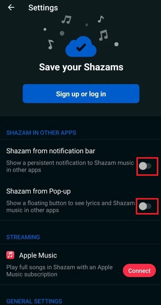 通知バーとポップアップ許可の両方をオンに切り替え | InstagramでShazam Songを使用する方法