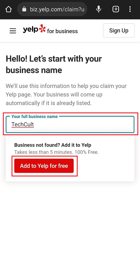 แตะที่ Add to Yelp ฟรี