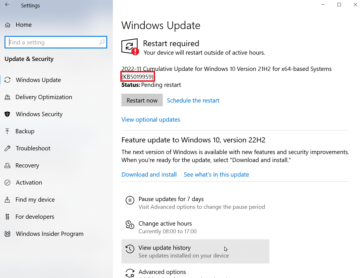 kb 番号に注意してください。 Windows Update エラー 0x80071160 を修正