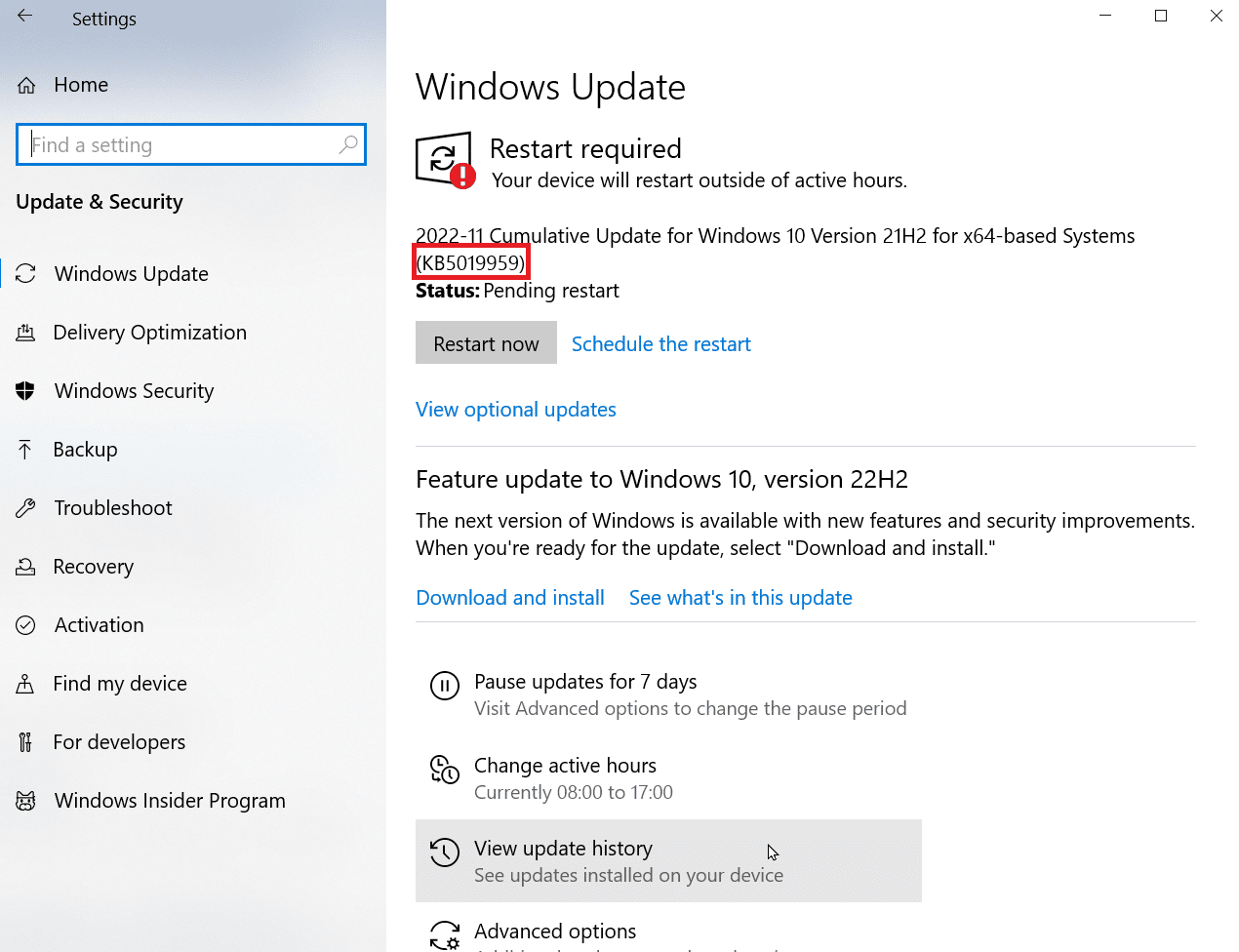 لاحظ رقم كيلوبايت. إصلاح خطأ Windows Update 0x80071160