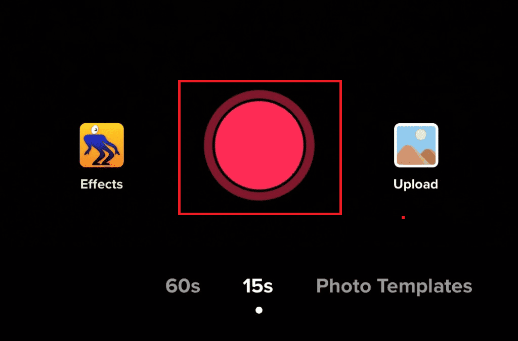 Pulsante di registrazione Fotocamera TikTok | Come trovare adesivi su TikTok