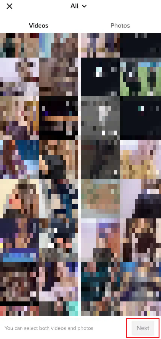 Pilih foto atau video yang diinginkan dari galeri ponsel Anda dan ketuk Berikutnya | | Cara Menemukan Stiker di TikTok