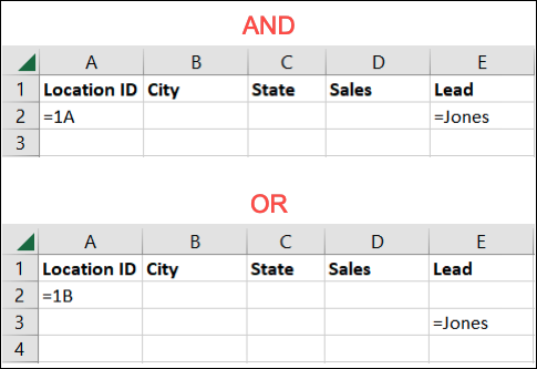 การตั้งค่าช่วงเกณฑ์สำหรับ AND กับ OR