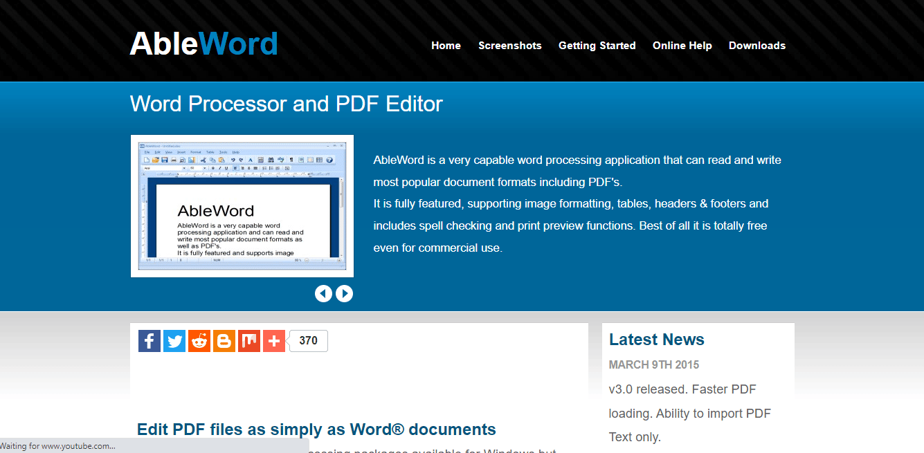 เว็บไซต์ทางการของโปรแกรมแก้ไข AbleWord PDF
