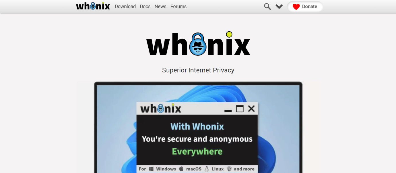 Whonix'in indirme sayfası