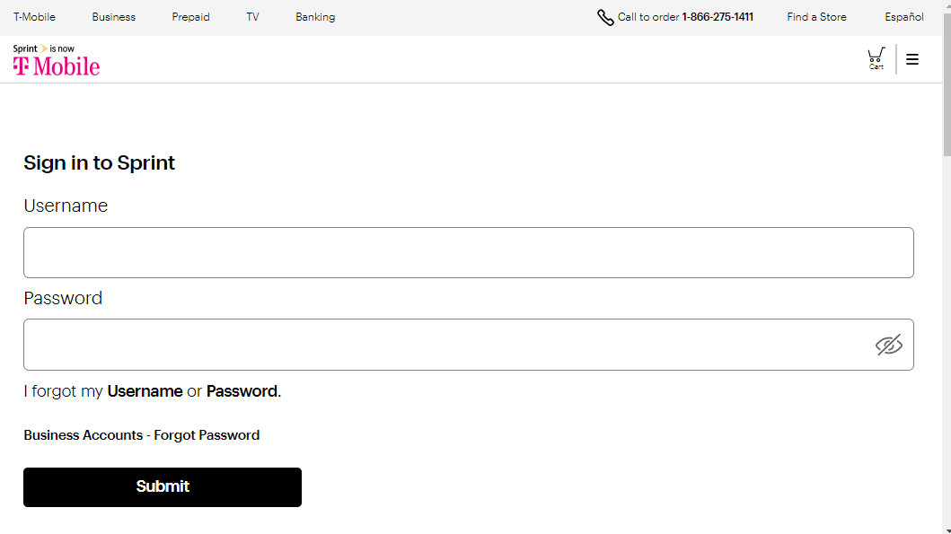 Abra el sitio web de Sprint y cree una cuenta en el sitio web