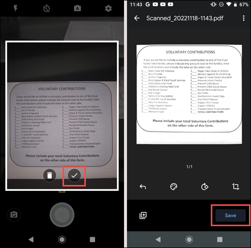 Aktivieren und speichern Sie die Option für ein gescanntes Objekt