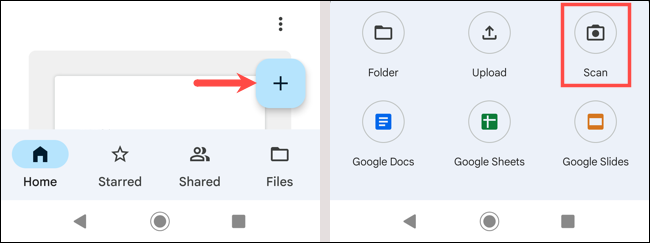 Neues Dokument und Scan in Google Drive auf Android