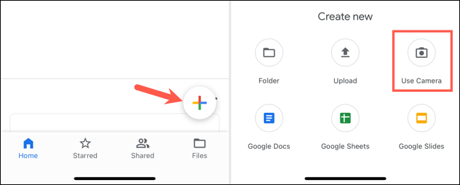 Neues Dokument und Kamera in Google Drive auf dem iPhone verwenden