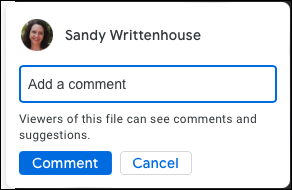 Kommentarfeld in Google Drive