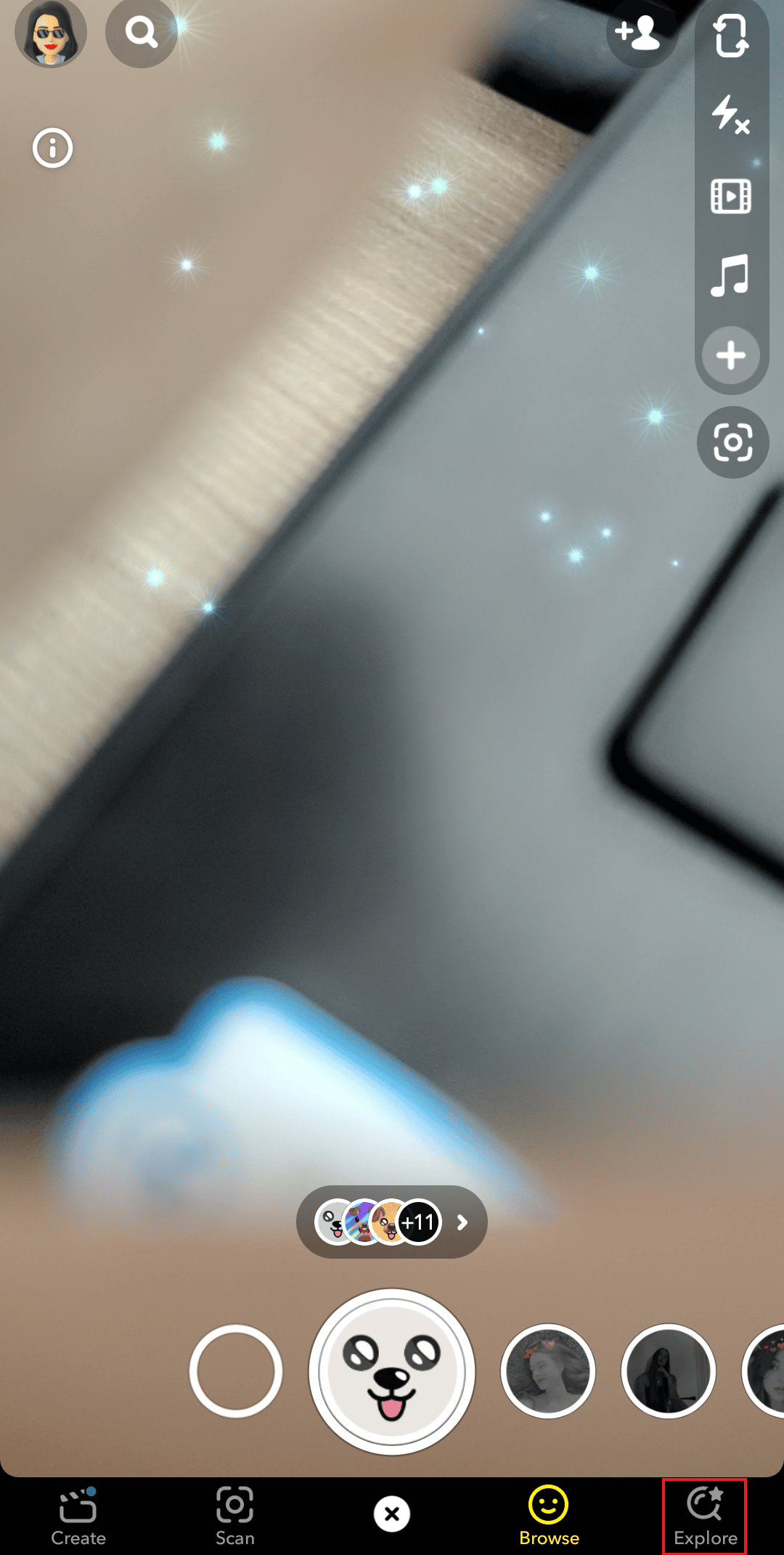 去瀏覽 snapchat 上的選項