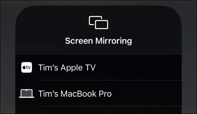 Duplicación de pantalla en el Centro de control para iPhone