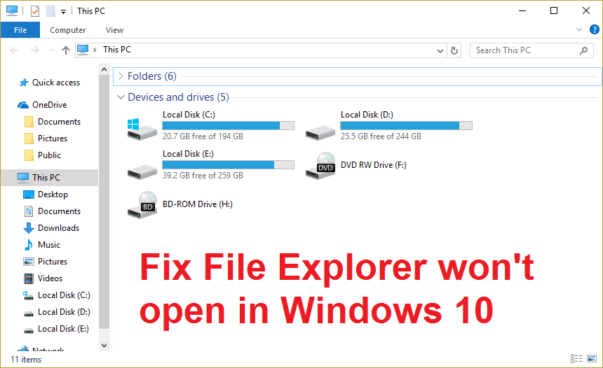 Fix File Explorer non si apre in Windows 10