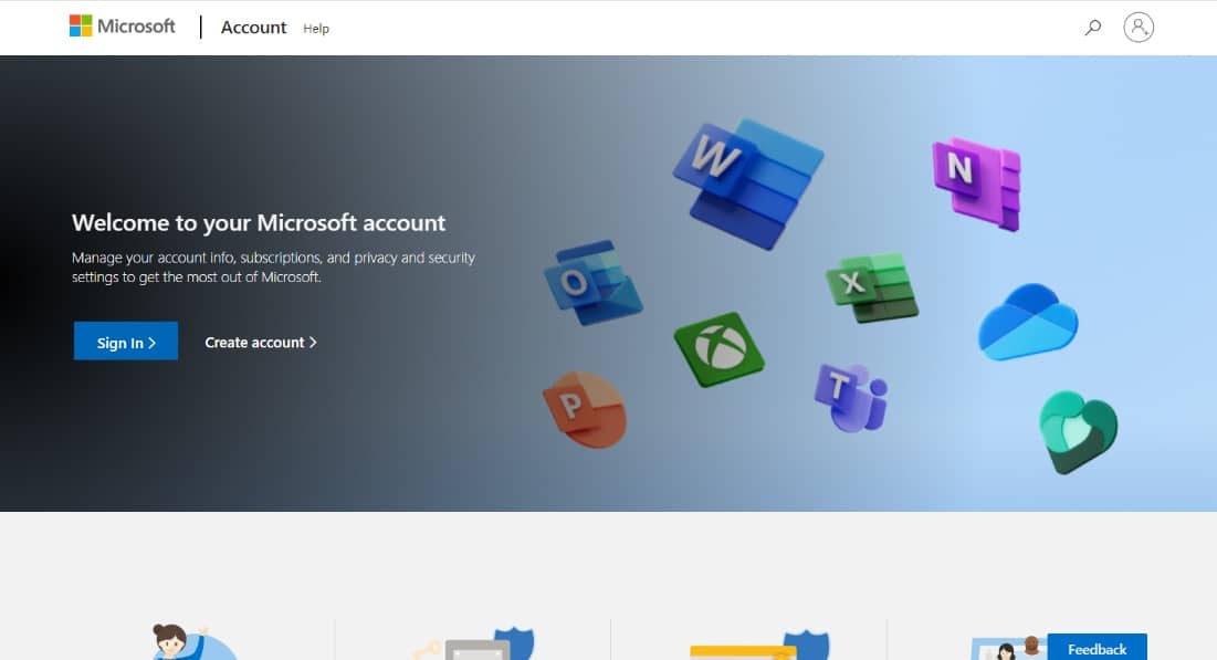 Microsoft 계정 대시보드로 이동